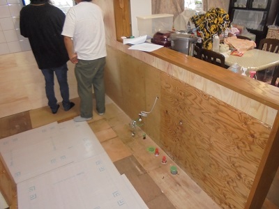 キッチン取り換え工事 配管等各種施工